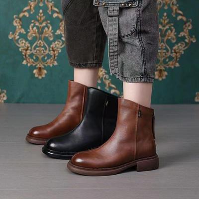 British Style Platform Chelsea  Short Boots Women's Retro Autumn and Winter Single Boots