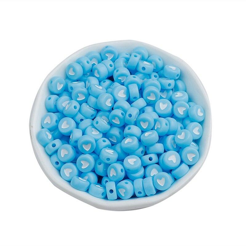 100PCS Acrylic Love Heart Loose Spacer Beads for Jewelry Making