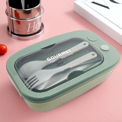 Convenient Easy To Clean Classify Storing Lightweight Office Worker 2 Grids Lunch Storage Box with Cutlery Daily Use Lunch Box