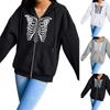 2022 Gothic Trend Skull Sternum Print Zipper Sweater Women's Casual Comfortable Wind Cardigan Women's Coat
