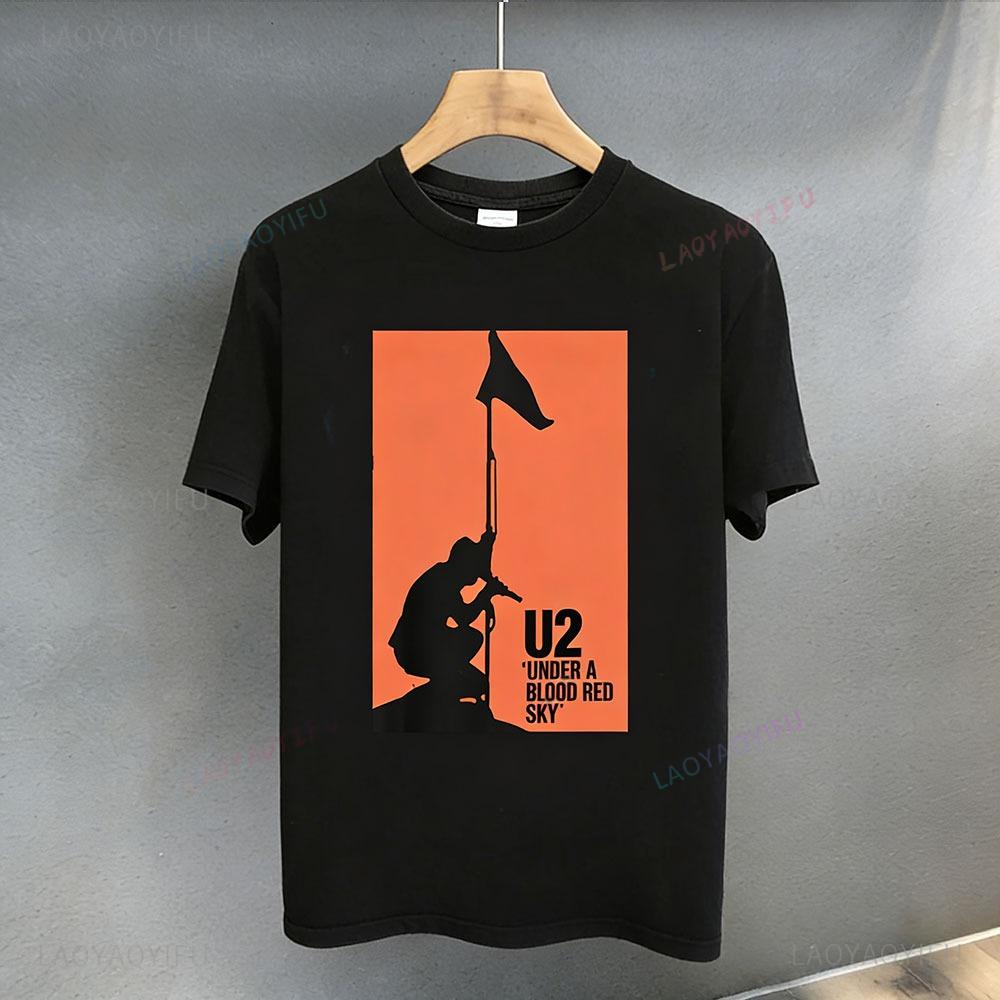 U2 Rock Punk Unisex Round Neck T Shirt Summer Grunge Vibe Sports Tee Y2K Band Clothing