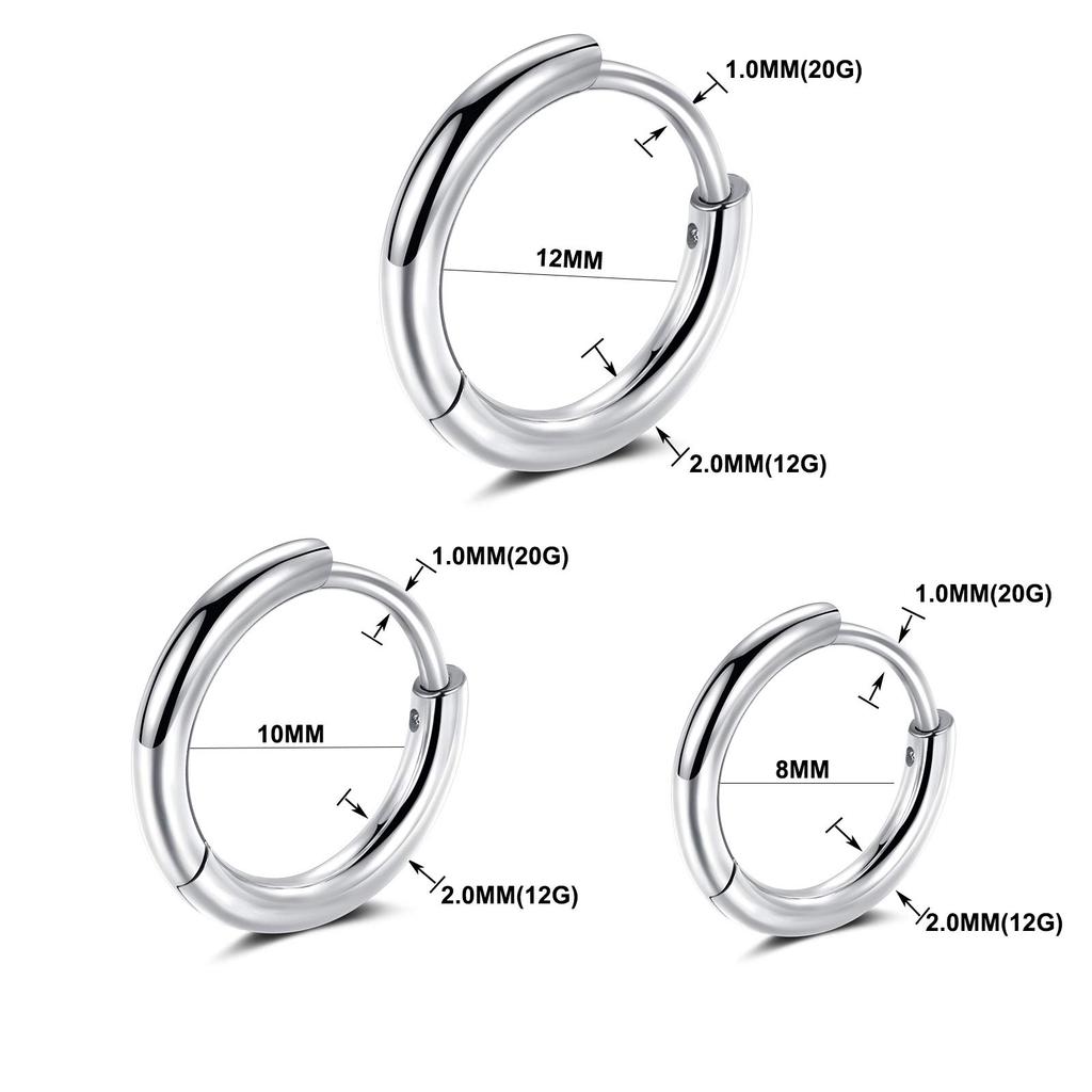 3 Pairs Stainless Steel Hoop Earrings  Hypoallergenic Huggie Earrings Small Hoop Sliver Black Sleeper Earrings For Women Men