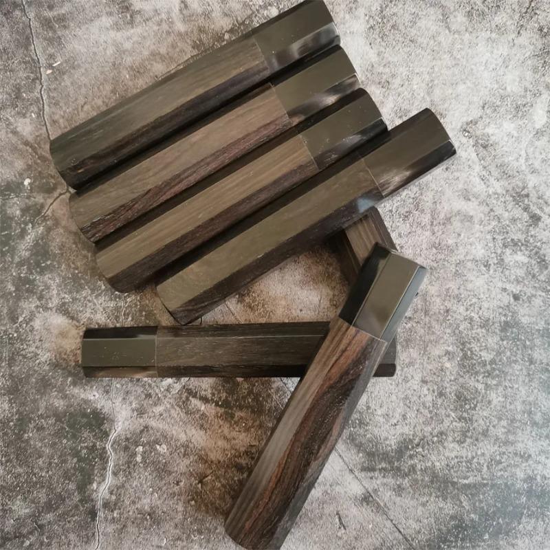 Manici Ottagonali in Ebano Nero e Corno di Yak per Coltelli da Cucina Chef Gyuto Yanagiba Deba Petty Sushi Coltelli Giapponesi Decorazione