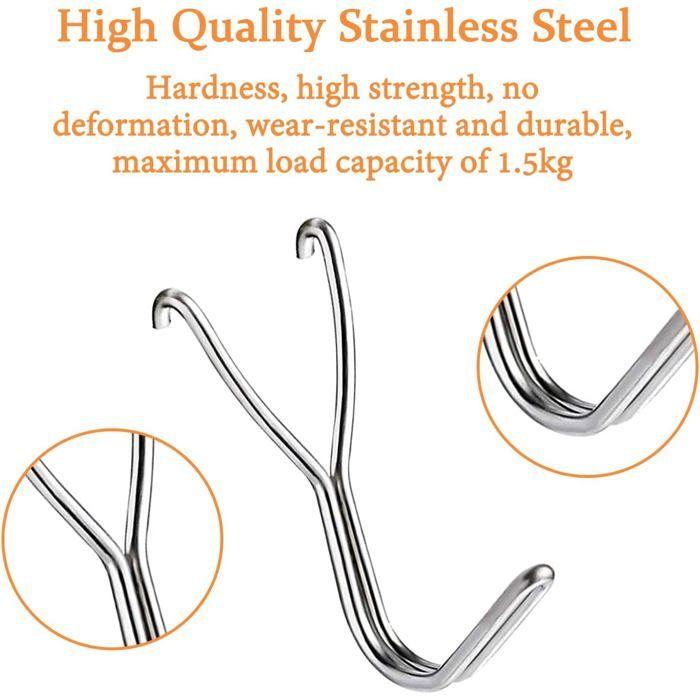 Crochets pour panneau perforé - AIMOONSA - Lot 50 (20 mm) - Acier inoxydable - Double ligne stable - Surface polie