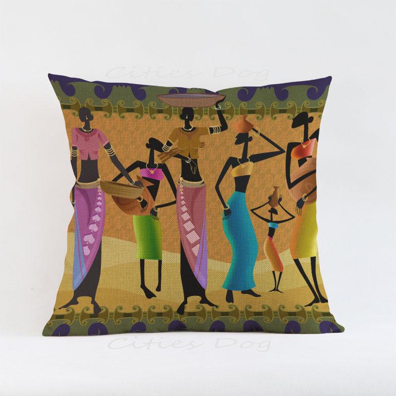 African Woman Painting Cushion Cover for Safe Pillow Case 45x45 Home Decorative Throw Pillow Cover Car Pillow Chair BZ175