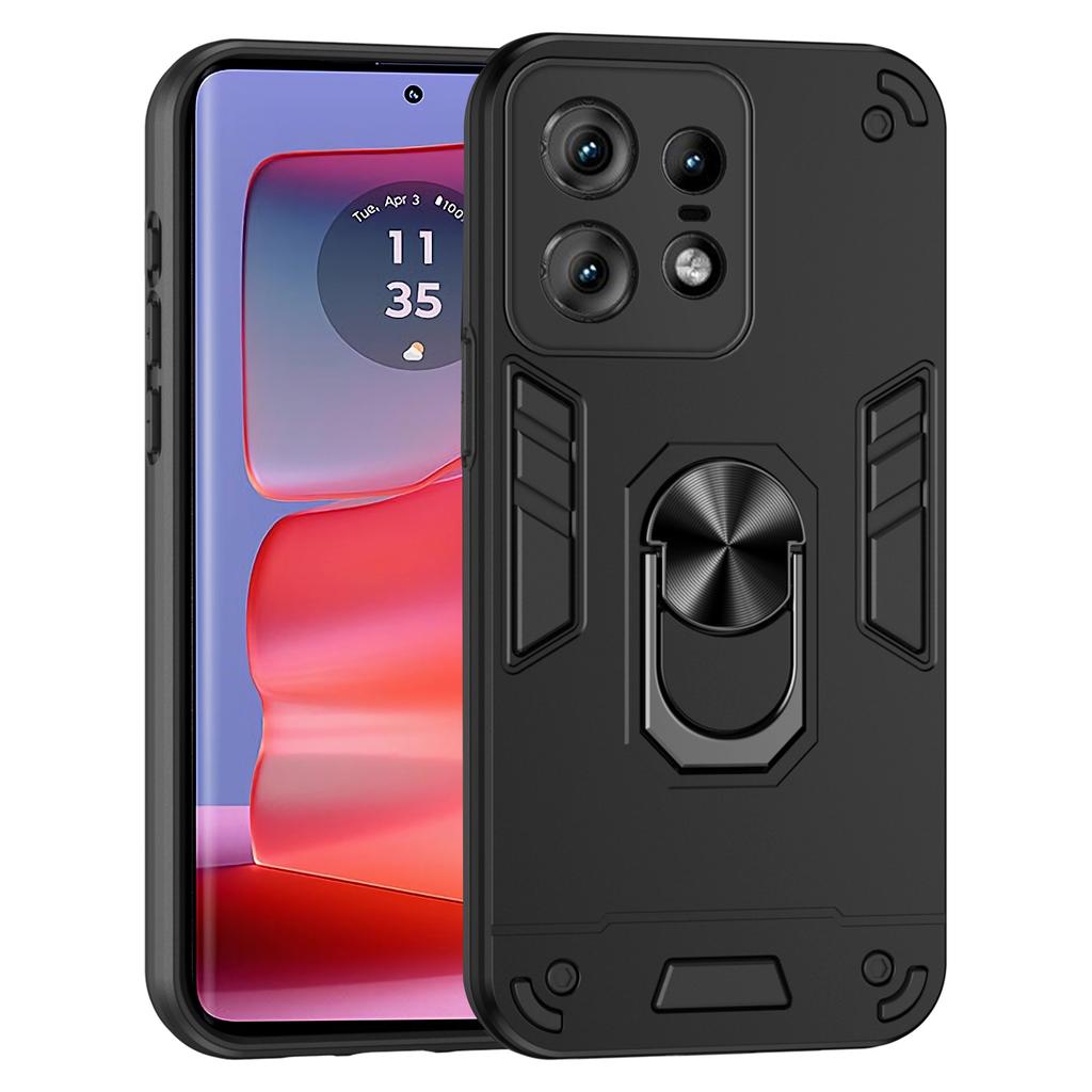 For Motorola Edge 50 Pro 5G Case PC+TPU Drop Defend Phone Cover with Ring Kickstand