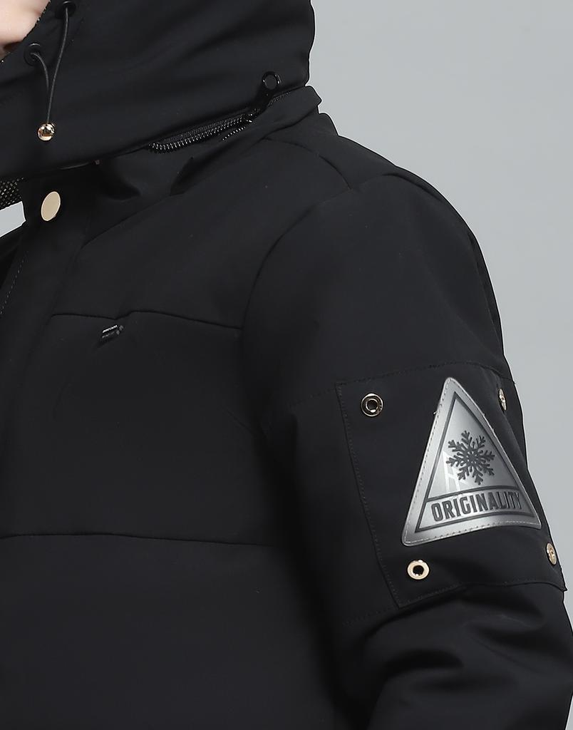 MONTE CARLO Boys Solid Black Hooded Neck Full Sleeve Jacket