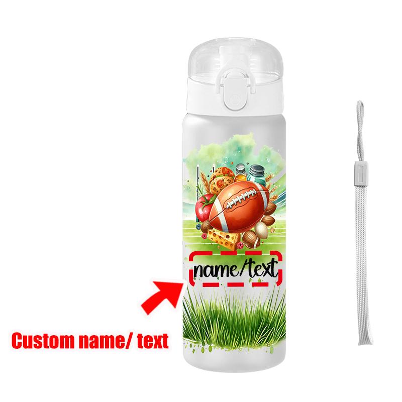 1pc Custom Rugby, Grass Pattern Water Cup 780ml/26oz Outdoor Travel Leak-Proof Rope Plastic Water Bottle Football Game Gift белый