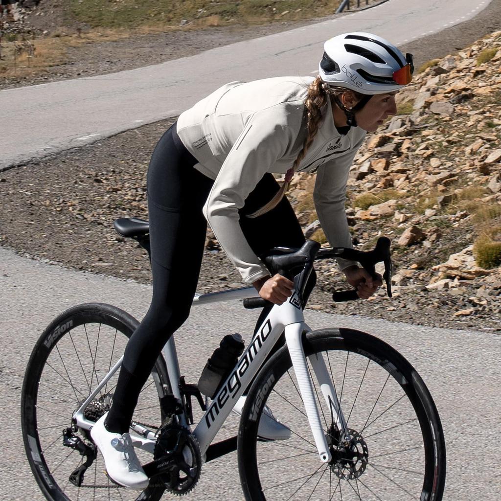 [Santic] Winter Cycling Jersey, Fleece-lined, Long-sleeved Cycling Jacket, Cycling Wear for Men, Suitable for temperatures 5-15 degrees Celsius (White