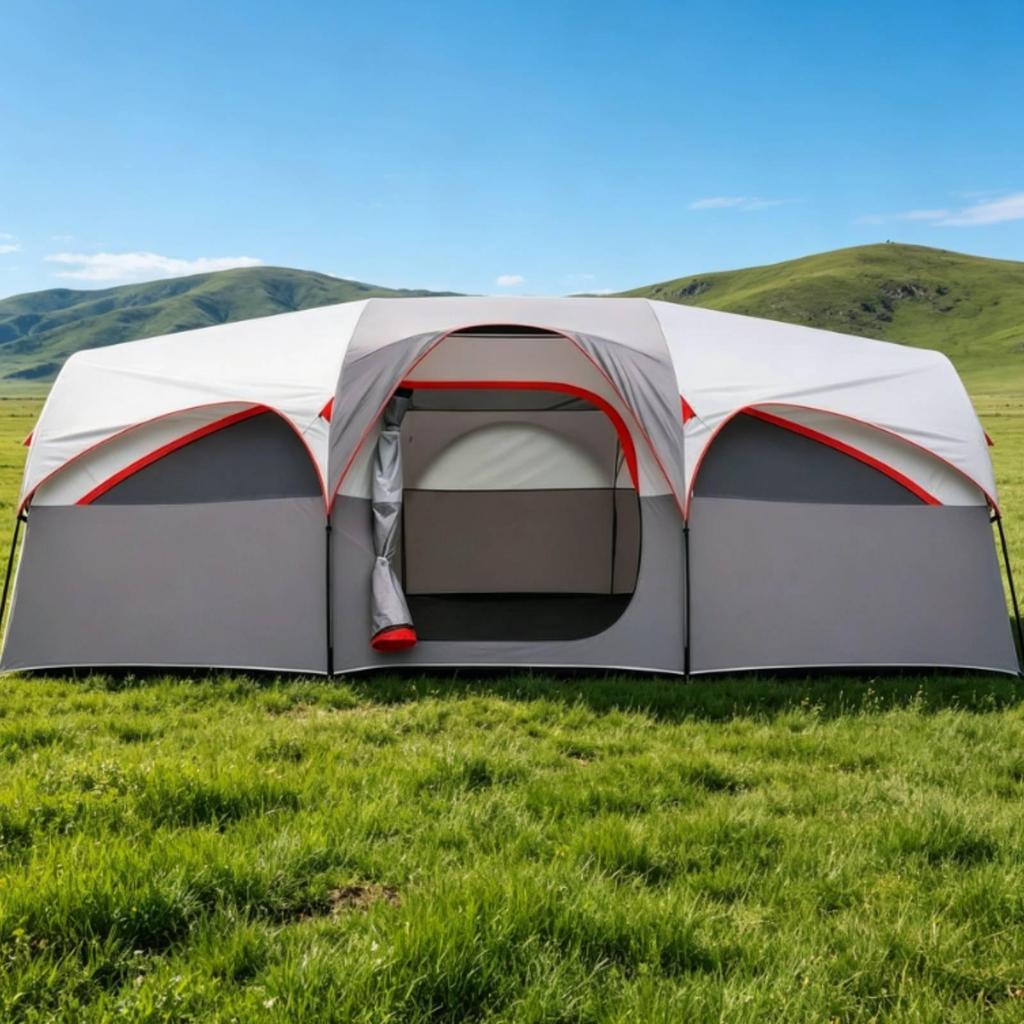 Two-Room Tent Foldable with Storage Bag Sturdy for Family