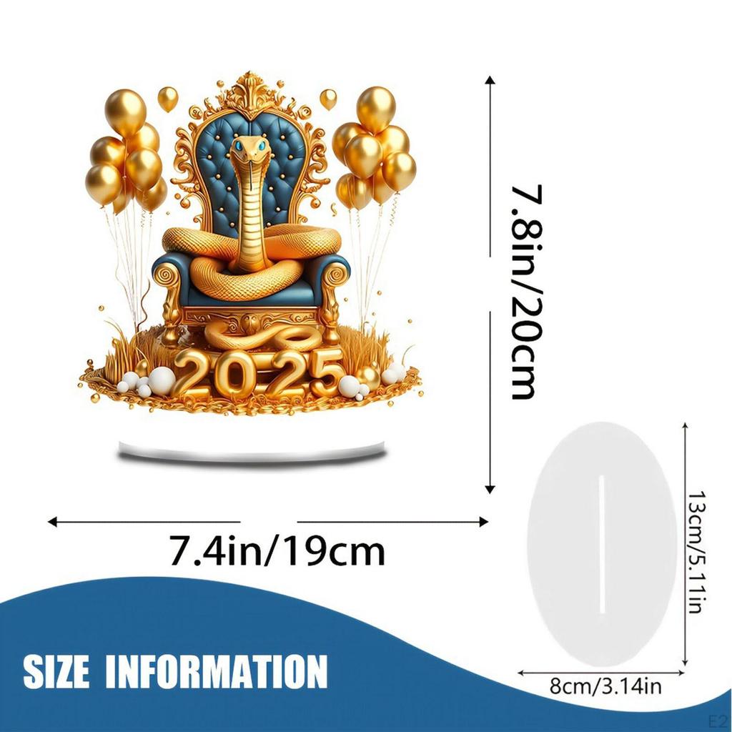 Year of The Snake Acrylic Sign Chinese Lunar Decoration Artwork Desktop Ornament for