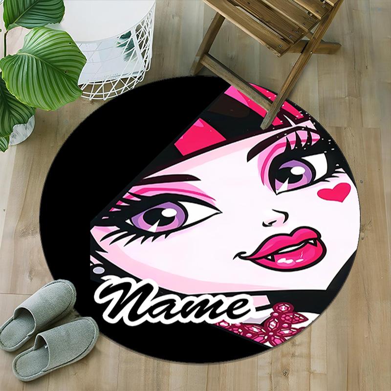 Customizable Monster High Draculaura1 Round Non-Slip Carpet - Ideal for Garden, Picnic, Office, Perfect for Decoration, Suitable For All Seasons