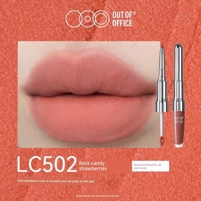 Out of Office Double-Ended Fiber-Sculpting Soft Mist Lip Mud Lip Gloss Water-Glossy Mirror Nude Color Ooo Water-Glossy Lipstick
