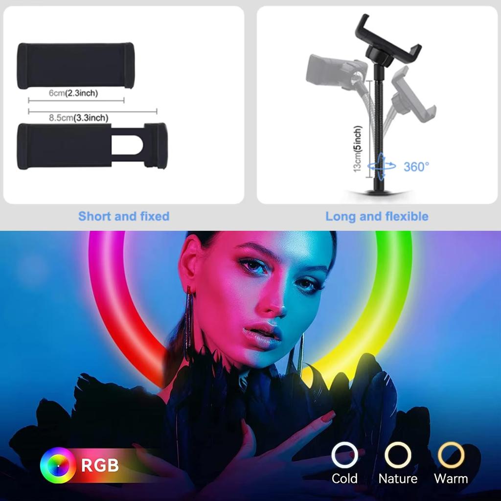 Lampă Inelară RGB Inel Rotund Cu Telecomandă Pentru Smartphone Mobil LED Lumină Video Inel Machiaj Youtube Iluminare Fotografică
