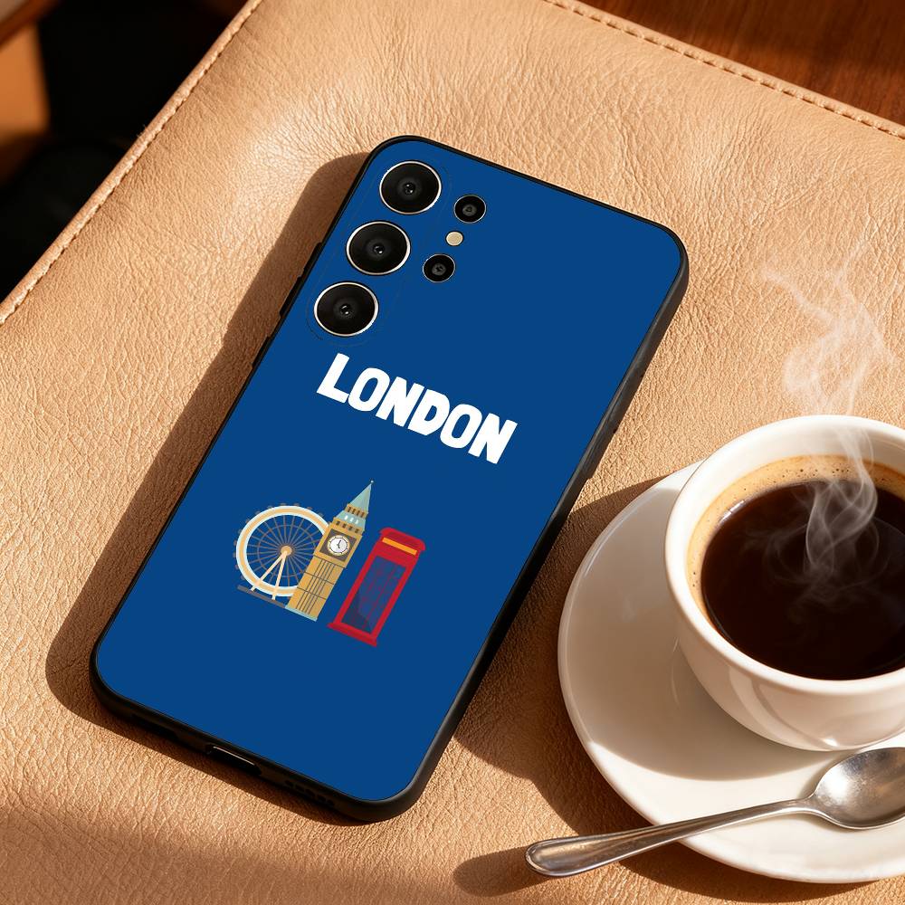 London Whispers Phone Case For Samsung S26,S25,S24,S21,S22,S23,S30,Ultra,S20,FE,Lite,10,9,Black Cover