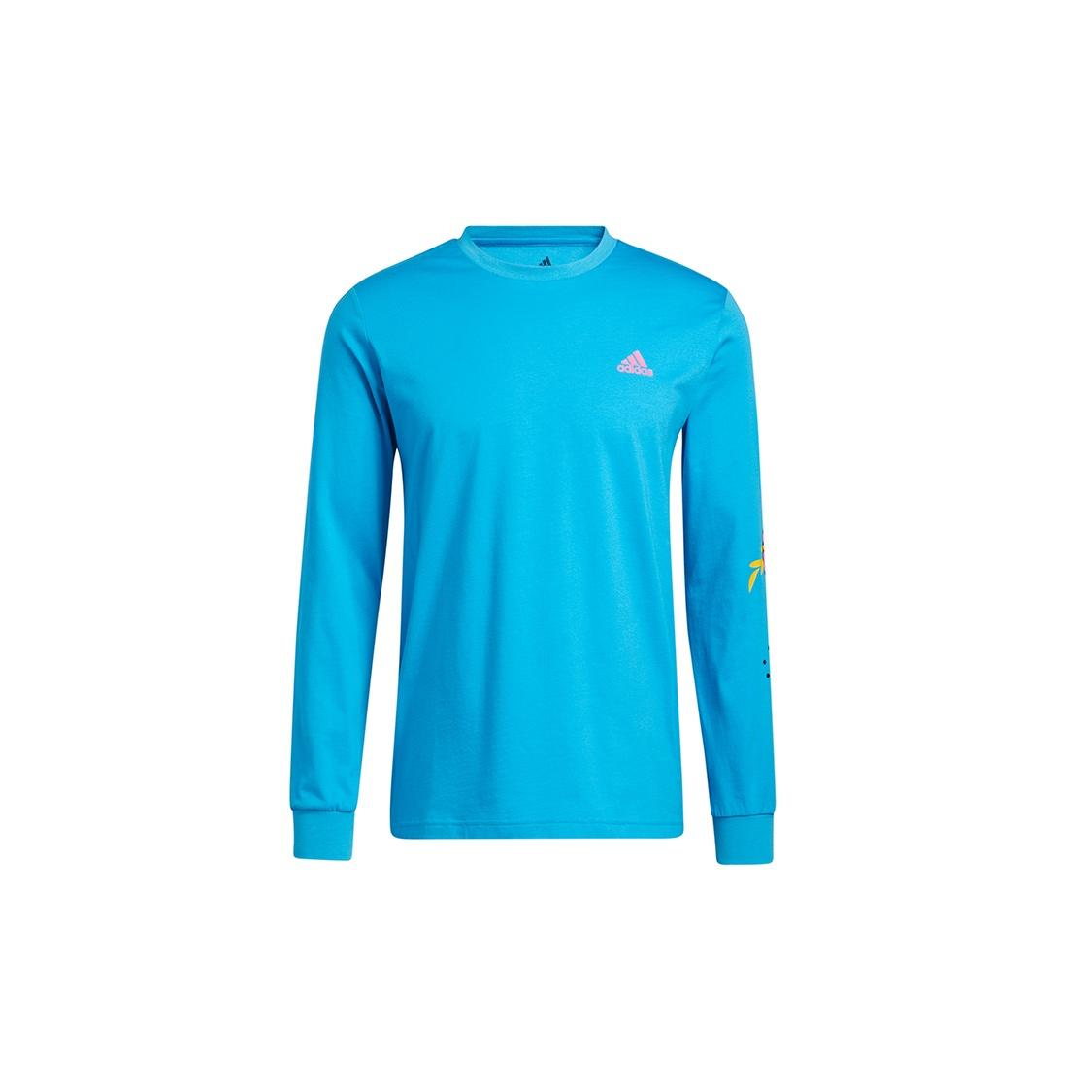 adidas Solid Color Round Neck Printing Sports Basketball Long Sleeves Blue Men s GR1284 M