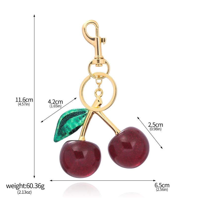 Trendy Red Cherry Pendant Keychain for Women Cute Bag Decorations Multifunctional Jewelry Car Key Accessories Charm Keyring Gift