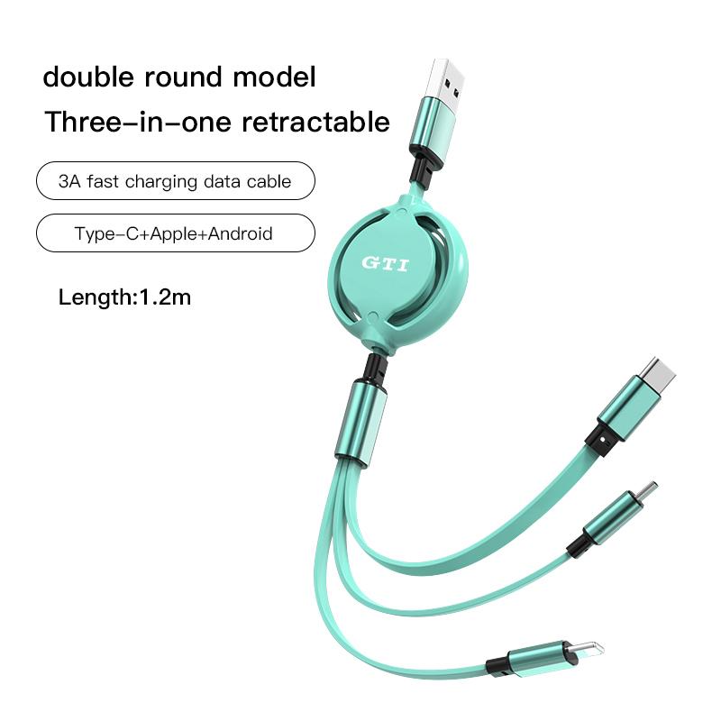 Valve Stems Caps 3 In 1 Retractable Data Cable USB Car Charger Head Auto Accessories For Volkswagen VW RLine R Golf Amarok T5 Ti QF3