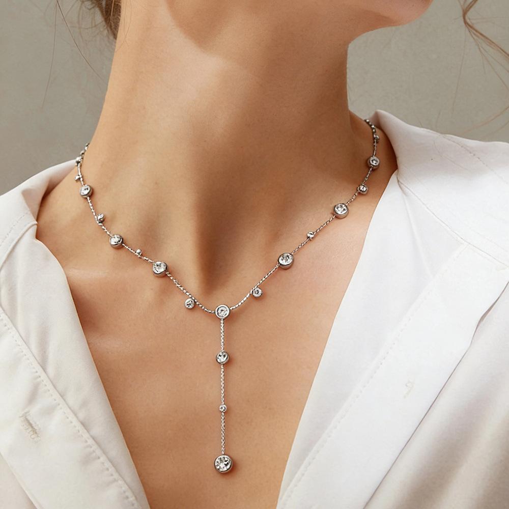 Popular Design Stainless Steel Necklace High-end Starry Sky Inlaid Zircon Necklace Light Luxury Women Necklace Jewelry Gift