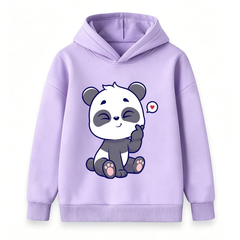 Kids Boys Girls Cute Panda Print Pullover Hoodie, Casual Soft Cozy Long Sleeve Sweatshirt with Smiling Lovely Panda Pattern for Toddler Child Daily