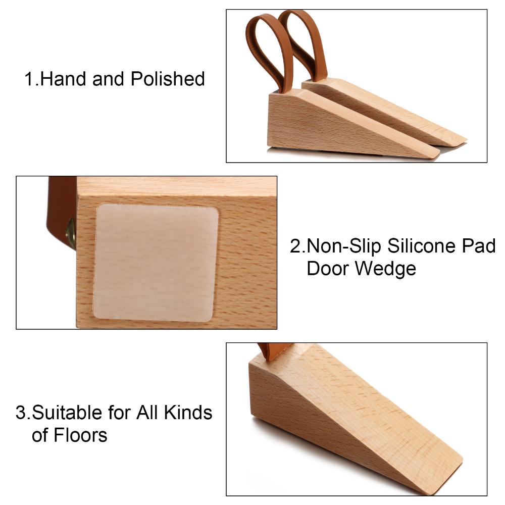 Hanging Non-Slip Beech Wooden Soild Door Stopper Door Wedges