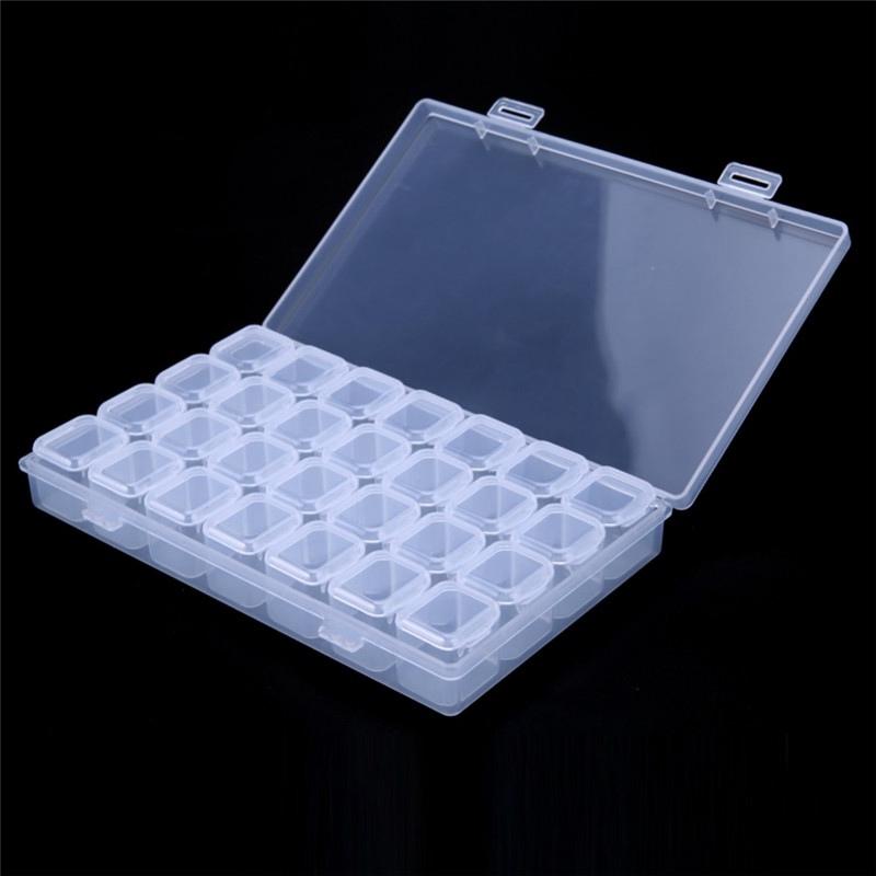 

1 Set Storage box Nail Storage Box Parts Organizer Case Storage Packaging box Empty Beads Jewelry Boxes 28 Slots 11*17*2cm