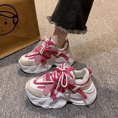 Damen Plateau Sneaker Frühling Herbst Damen Casual Sportschuhe Trend Atmungsaktive Sneaker Design Dicke Sohle Abriebfeste Schuhe