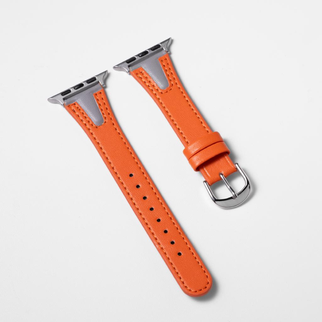 Leather Band for Apple Watch Series 11 10 9 8 7 6 5 4 SE Slim Strap for Iwatch 38mm 40mm 41mm 42mm 45mm 49mm Two Color Bracelet