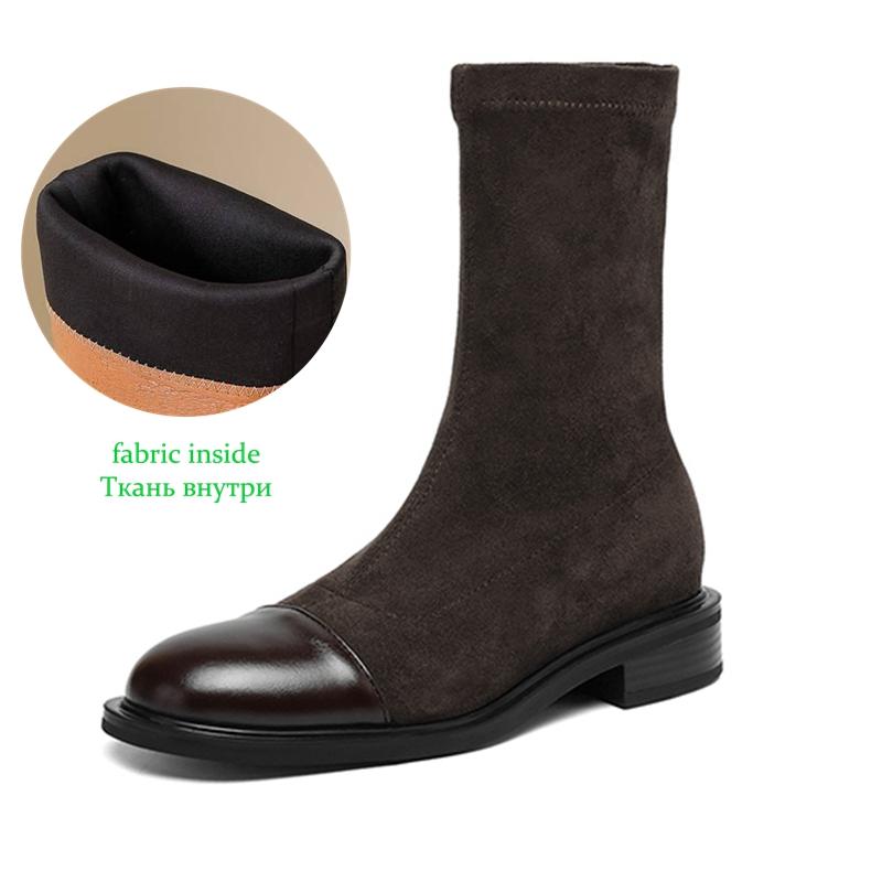 Krazing Po Microfiber Flock Winter Round Toe Size 33 Chelsea Boots Size 43 Zipper High Quality Low Heels Ankle Boots