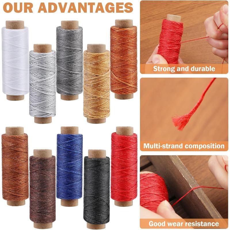 Hilo Encerado de 10 Colores, Hilo de Coser para Cuero Colorido, 55 Yardas por Color, Hilo de Coser, Hilo para Coser a Mano, Costura a Mano de Cuero y Encuadernación