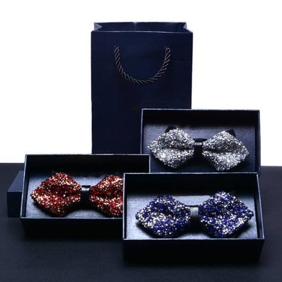 Bow Tie Sparkling Rhinestones Decor Sharp Corner Design Bow Tie Weddings Business Parties Suit Accessories