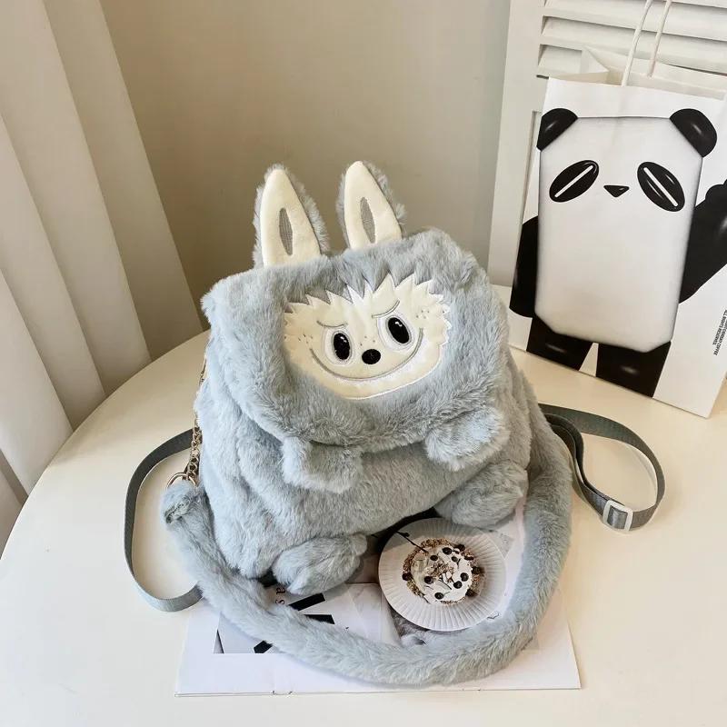 42cm Cartoon Labubu Rabbit Backpack Plush Doll Animal Labu Plush Toy Cute Labu Rabbit Dolll Soft Stuffed Backpack for Girl Gifts