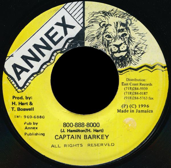 

7inch Record CAPTAIN BARKEY - 800-888-8000 NONE Annex 1996 Japan Reggae, Ska & Dub Used