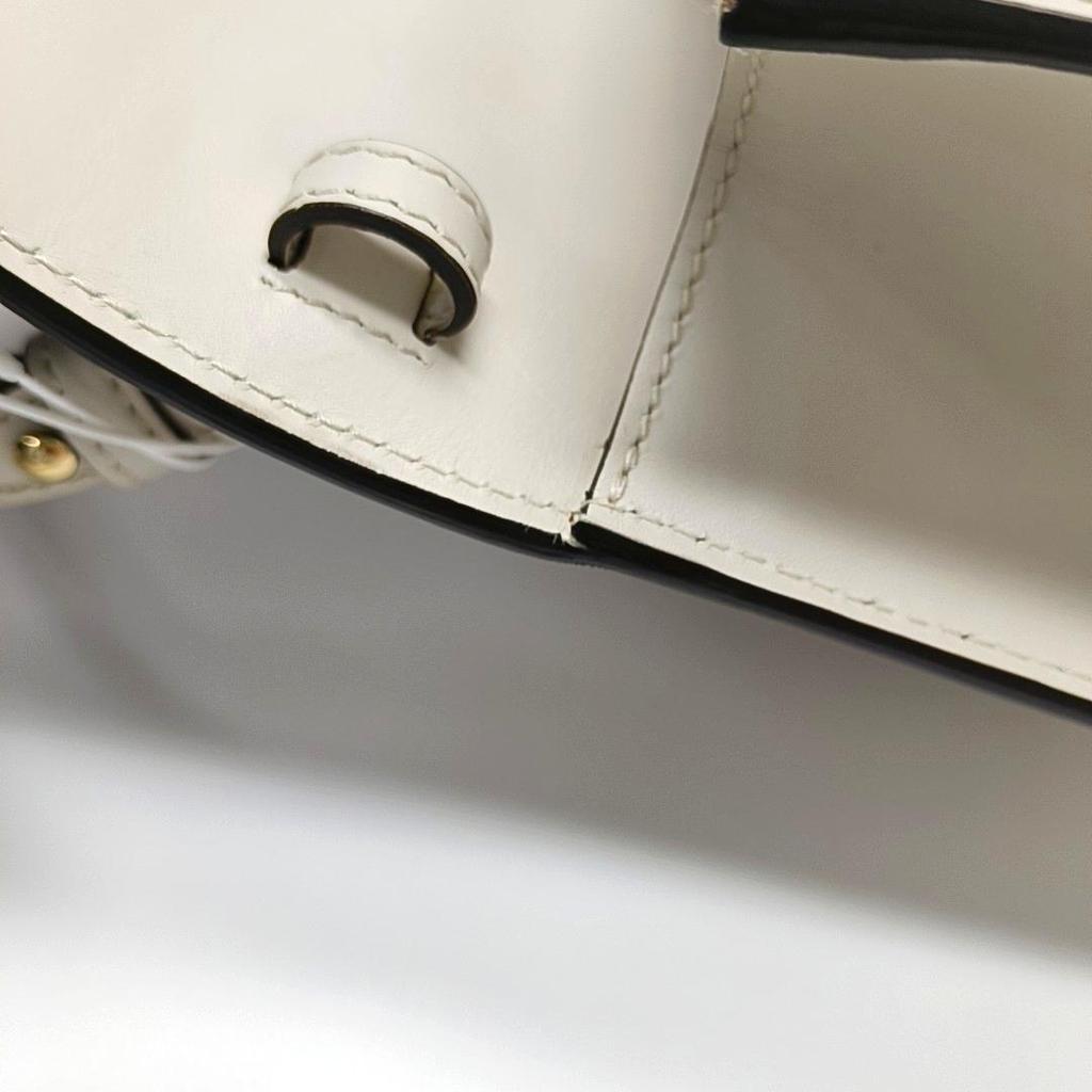 [Pre-Owned] Sylvie Gold Buckle Striped Web Leather Mini Tote Shoulder Crossbody Bag - Good #6RSGAV
