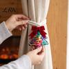 Festive Christmas Tree Ornaments Sequined Curtain Tieback, Sparkling Holder with Bedroom Window Treatment Hardware Bow, Decorative Drapery Holdback