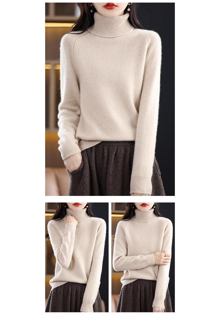 Women's High Neck Raglan Sleeve Sweater - Korean Style Knit Base Layer for Autumn and Winter