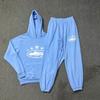 Corteiz Classic Series Ship Print Logo Thin Plush Loop Hooded Sweater, Trendy Men's and Women's Casual Sweatpants
