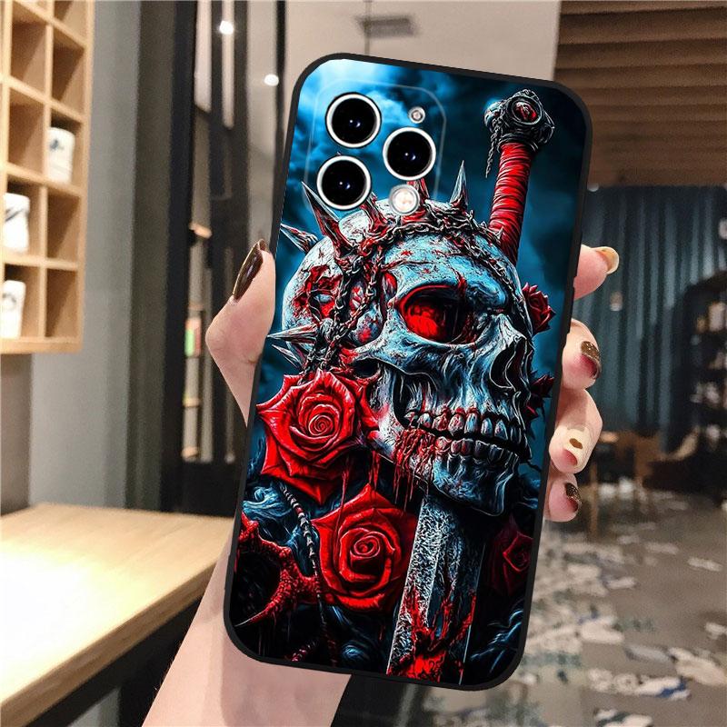 Phone Case Carcasa Funda For iPhone 17 Pro Max Air 16 15 14 13 Pro Max 15 16 Pro 15Plus Skull Case