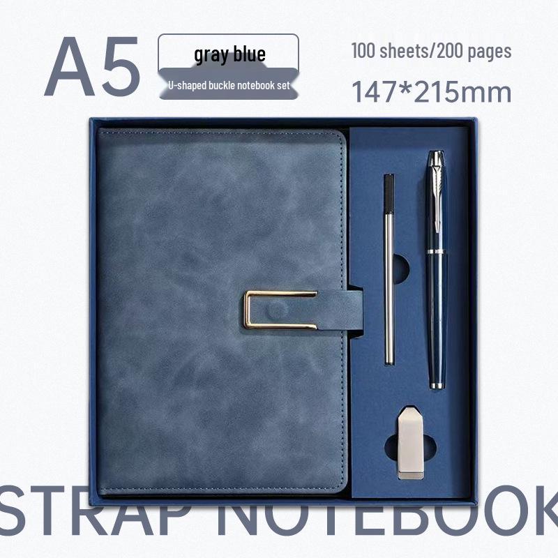 Elegant A5 U-Shaped Buckle Notebook Gift Set - Customizable for Business Meetings