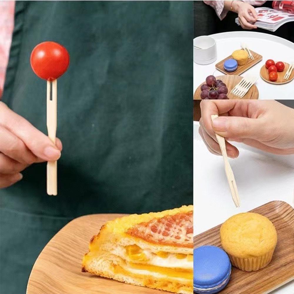 

Portable Disposable Fork Bamboo Fruit Sticks Gifts Cake Sticks