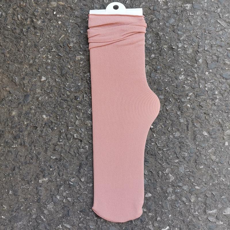 Women's Summer Thin Allpurpose Solid Color Retro Vertical Stripe In The Long Tube Pile Socks