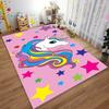 Unicorn Printed Carpet with Colorful Stars on Pink Background Decor Suitable for use as an anti-slip for living room bedroom sofas