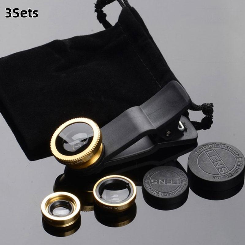 1 Set 3In1 Mobile Phone Fish Eye+Wide Angle+Macro Lightweight Camera Lens For Universal Cell Phone