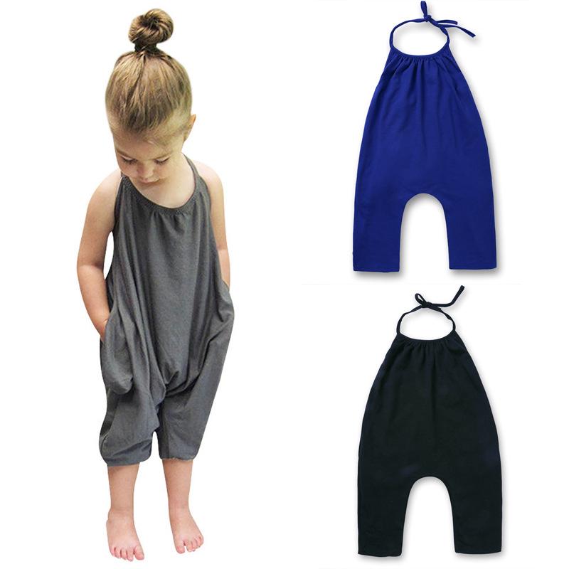 European & American Style Sleeveless Black Romper for Kids