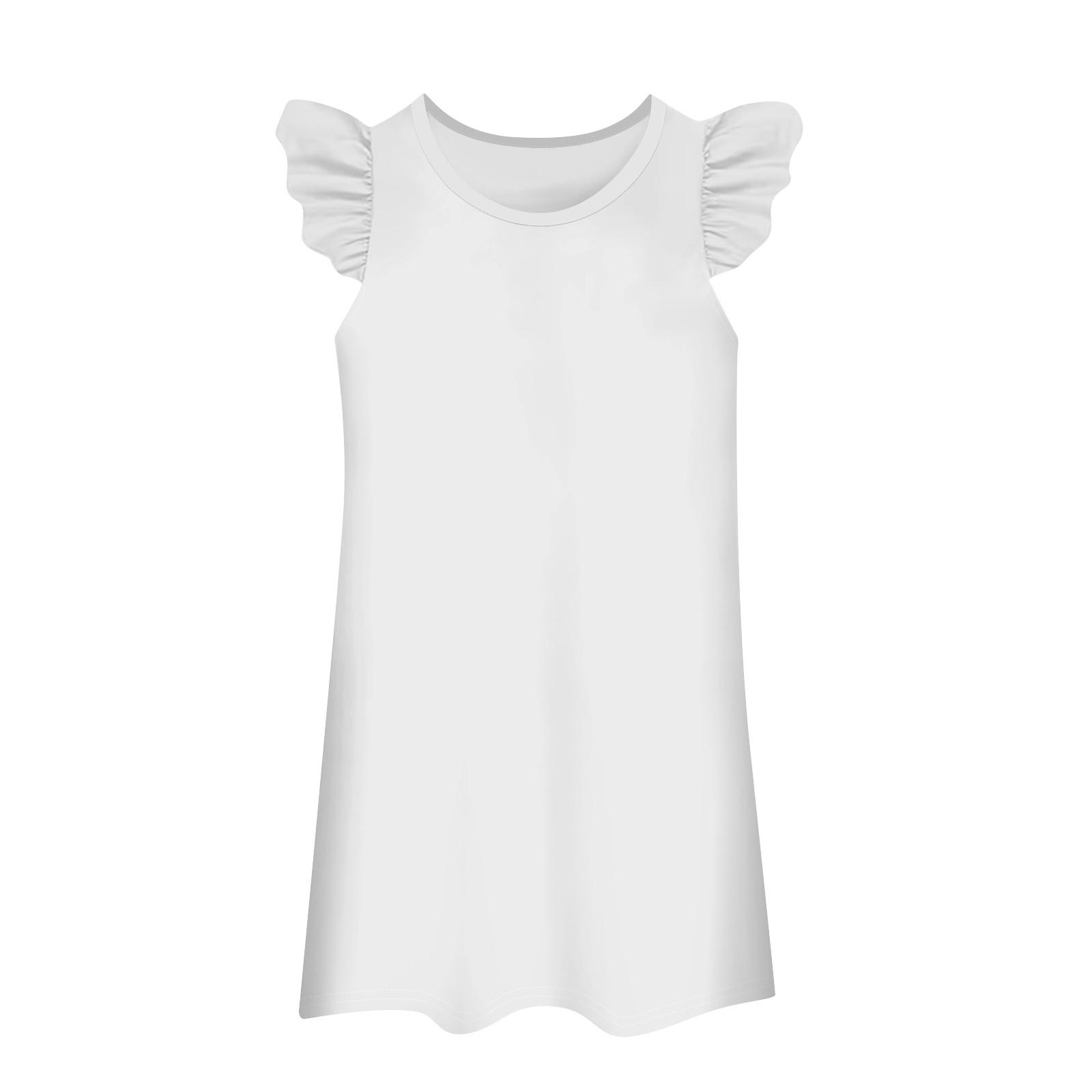 

Дитяча сукня, спідниця з летючими рукавами, однотонне повсякденне плаття 90 білий