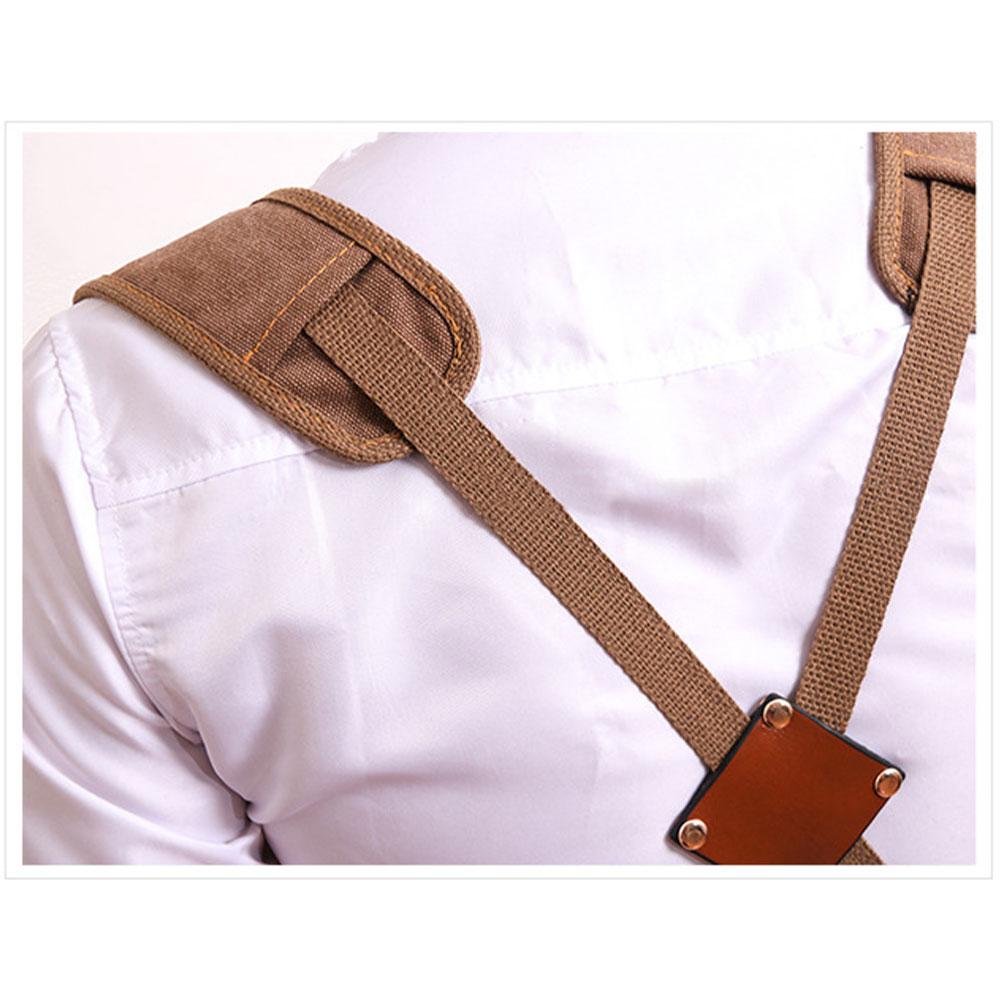 Durable Goods Heavy Duty gewachste Unisex-Arbeitsschürze aus Canvas mit Werkzeugtaschen, gekreuzten Rückengurten, verstellbar für Holzbearbeitungsmalerei