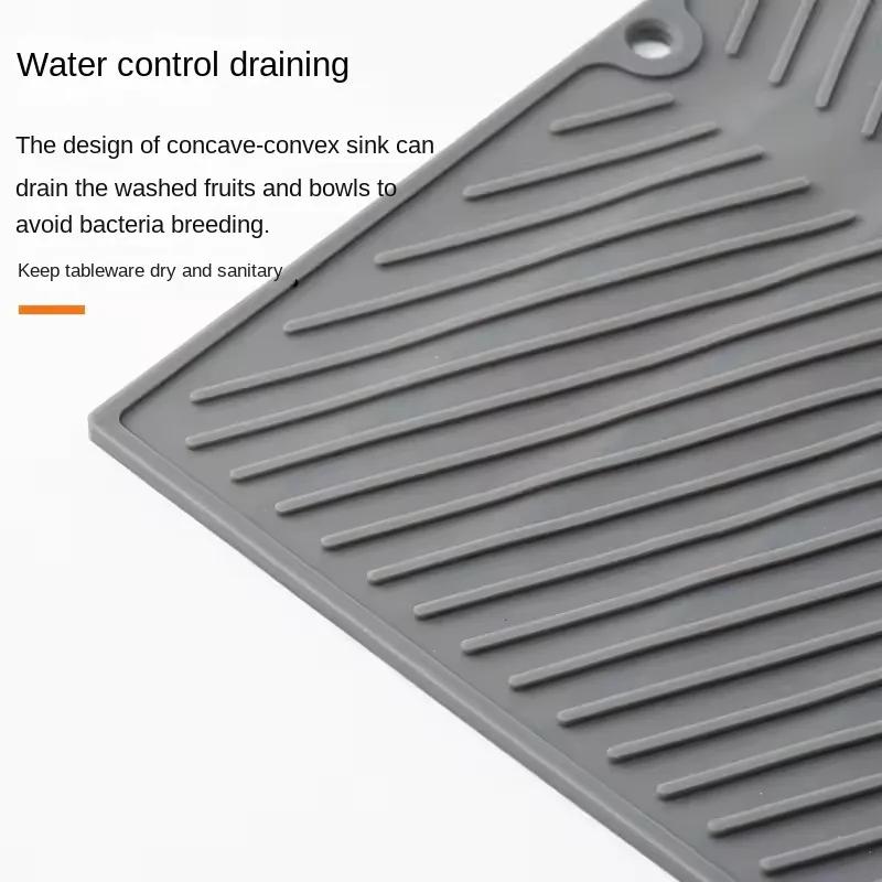 1PC Silicone Dreno Pad Secagem Tapete Potes Prato Dreno Tapete Para Cozinha Talheres Tapetes Antiderrapantes Anti-escaldante Coaster Utensílios De Cozinha