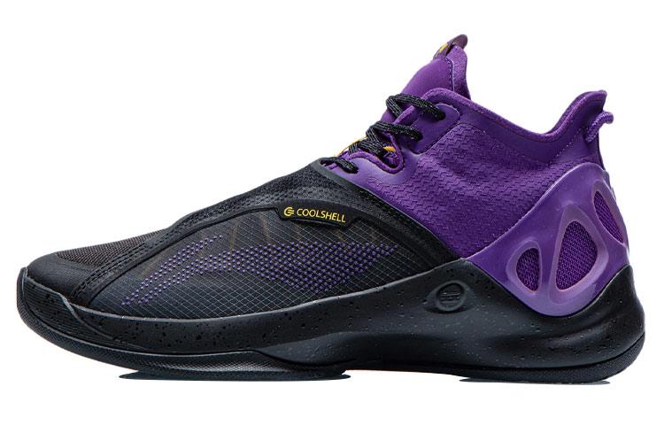 Li Ning Cicada Wing Basketball Shoes Men s Mid Top Black/Iron Blue Purple ABAR081-7 41.5