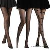 Women's Cross Heart Polka Dot Silk Stockings - Sexy Lolita Tights in Black
