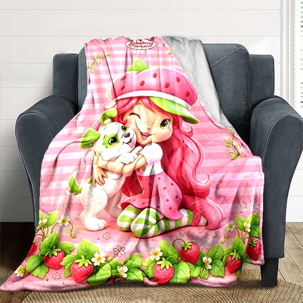 Strawberry Shortcake'S Cute Moment Blanket Soft Warm Cozy Throw Blanket for Office Chair Sofa Couch Office Bed Picnics Warmthful Decor Gifts Y2